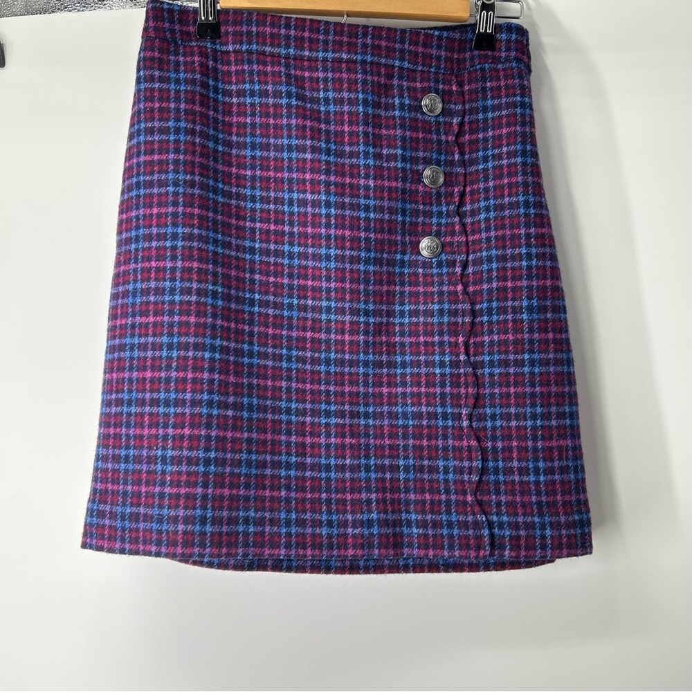 Talbots Purple and Blue Plaid A-Line Skirt